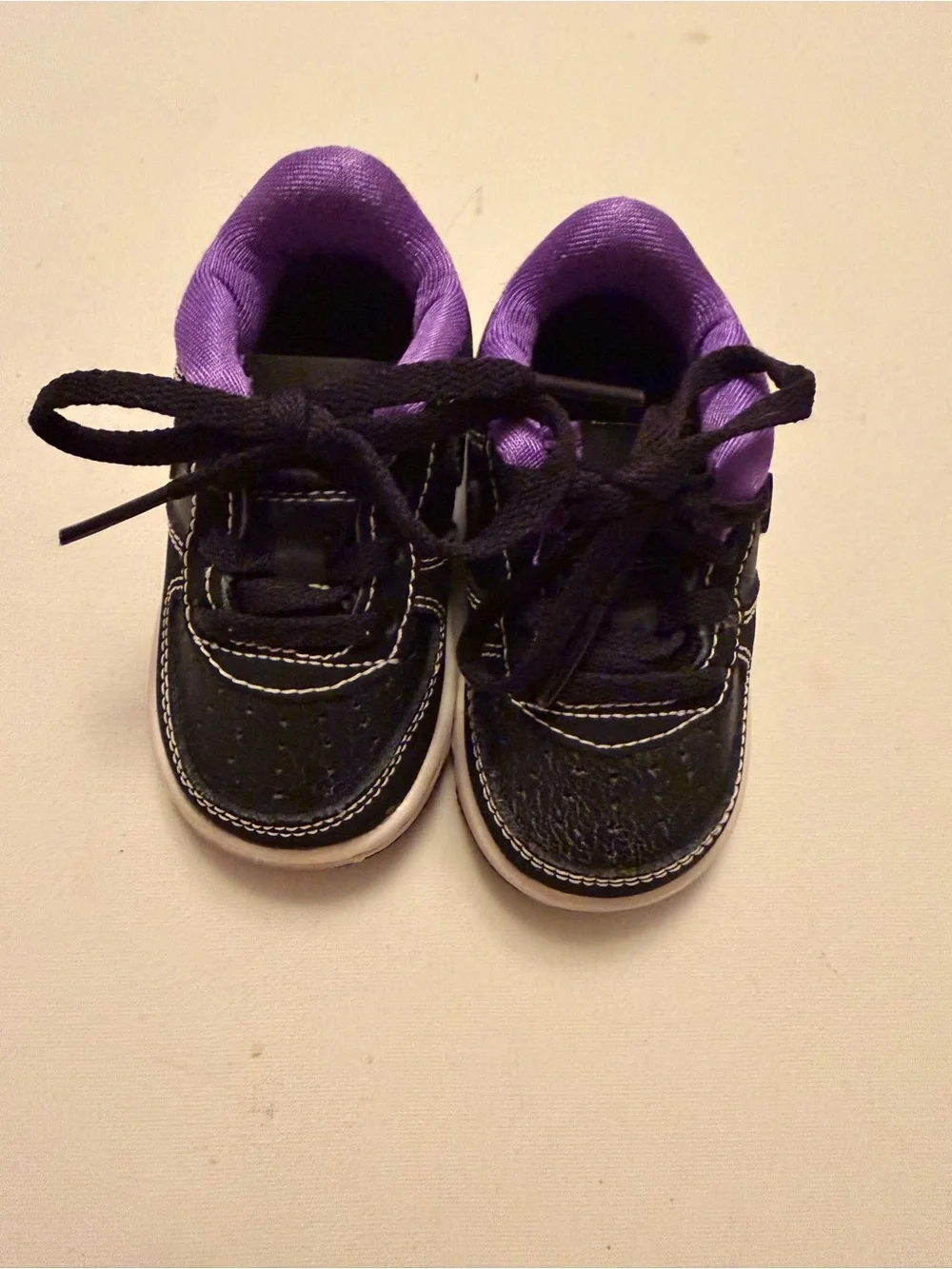 Kids Black and Purple Lace-Up Sneakers